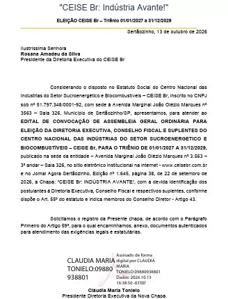 Registro de chapa | CEISE Br: Indústria Avante!